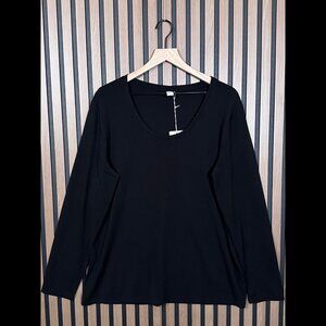 New Pari Passu T Shirt One Size Women Black Round Neck Long Sleeve Modal Stretch